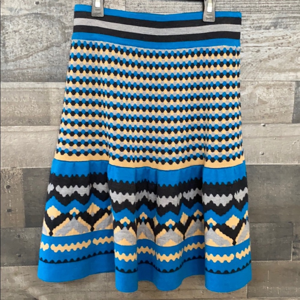 Blue Black and Yellow Anthropology, Girl From Savory Wool Skirt
